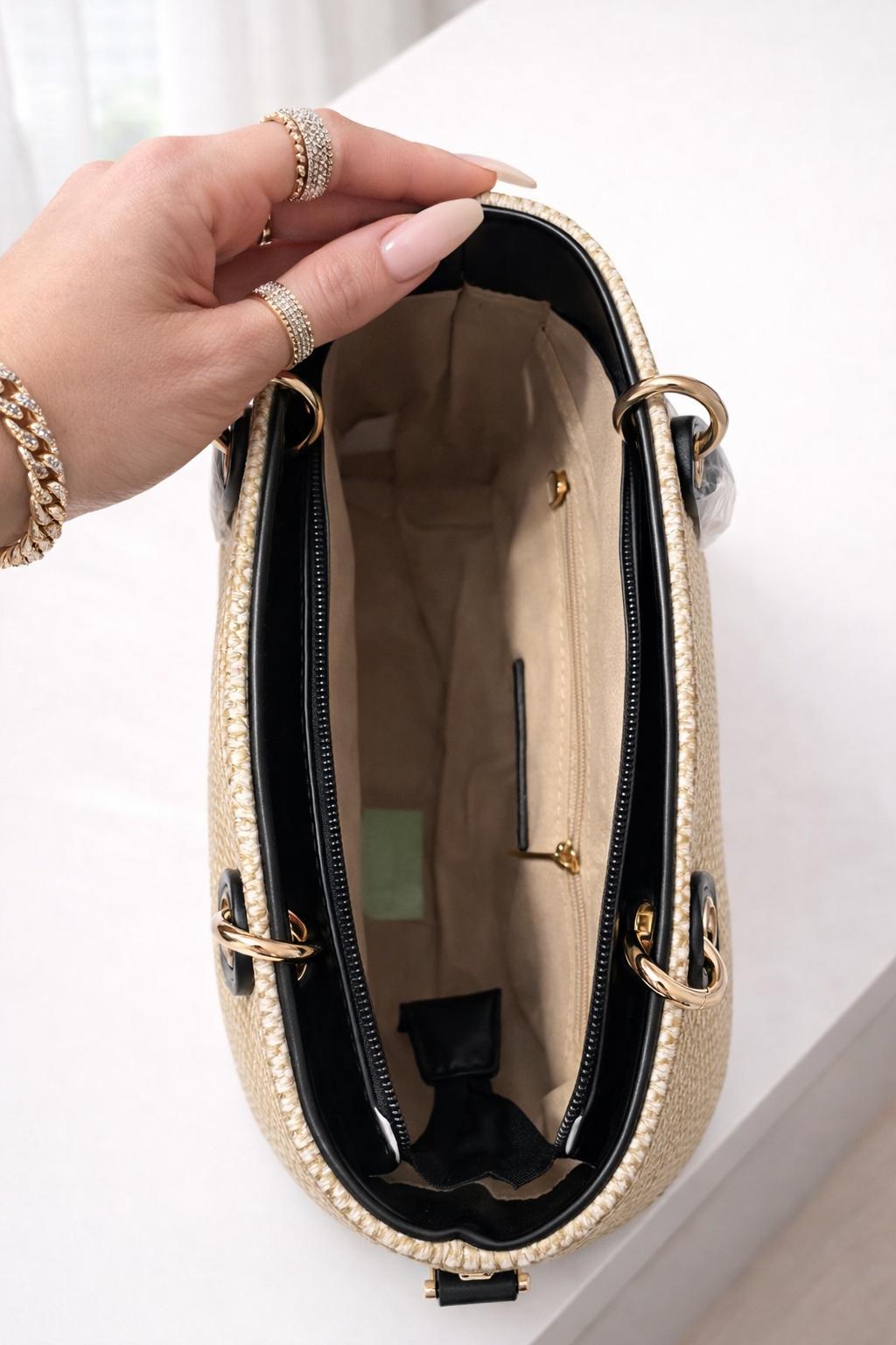 Sac à main élégant en paille tressée